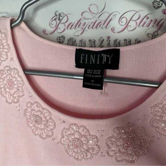 Finity tank top embroidery embroidered beads floral shimmer baby pink sparkly - Picture 3 of 4